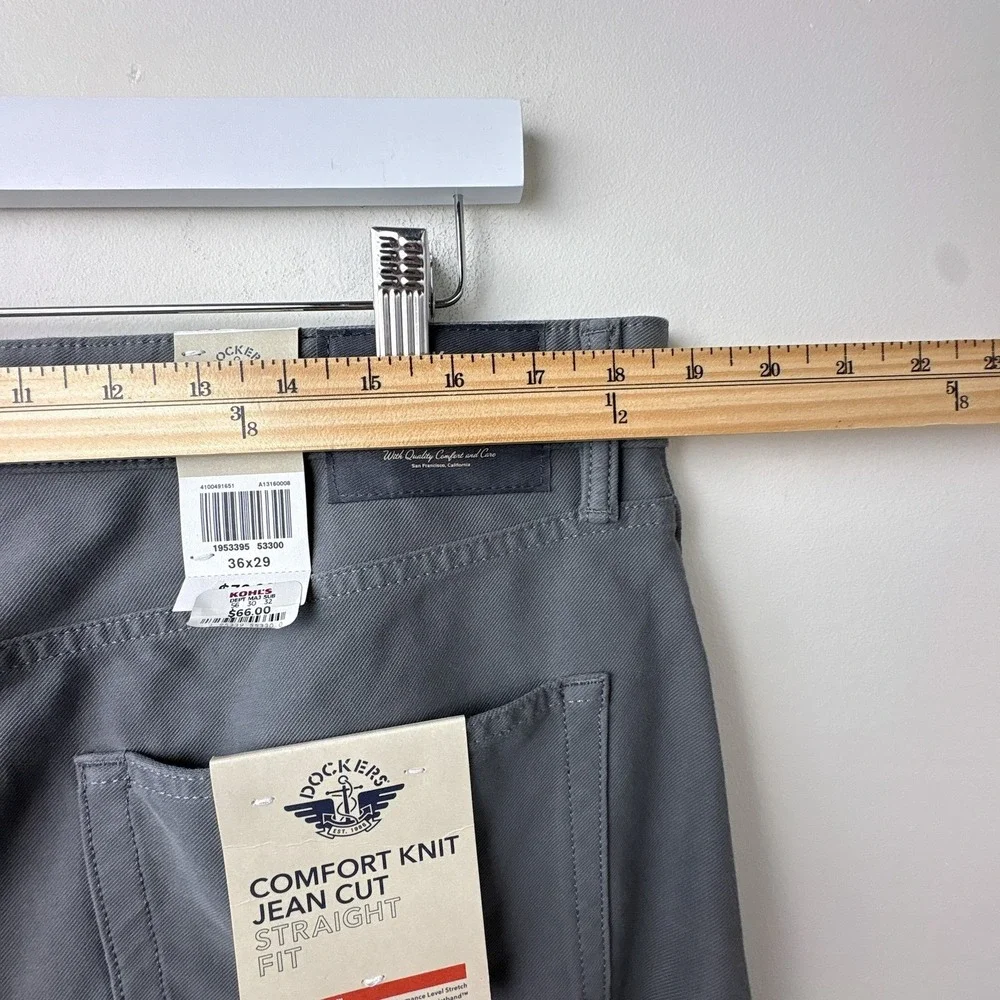 Dockers‎ Comfort Knit Jean Cut Pants Mens 36x29 Grey Straight Fit Smart 360 - Picture 8 of 13